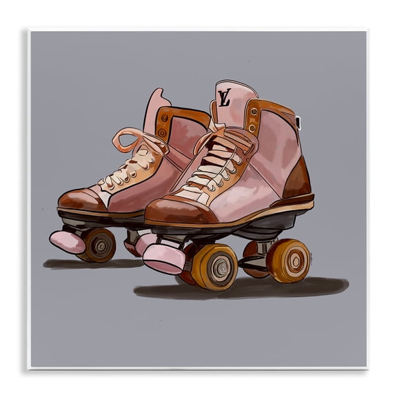 Stupell Industries Roller Skates on Grey Sports Painting Unframed Art Print Wall Art, 12 x 12
