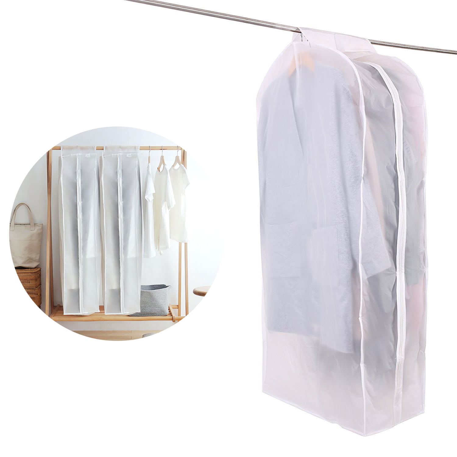 Clear Clothes Bag Suit Cover Garment Bag Shirt Cover Shower Proof with Large Zip Opening 