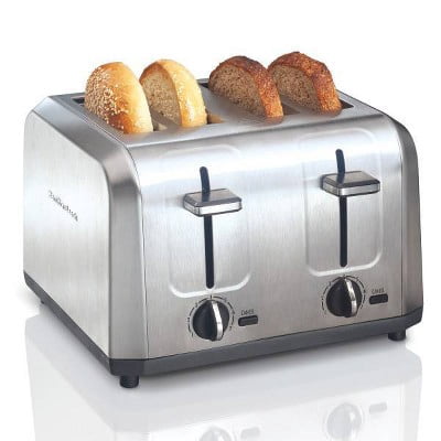 4 Slice Toaster Brushed Stainless Steel : Automatic Shut-Off, 1500W, Double Toaster, Silver