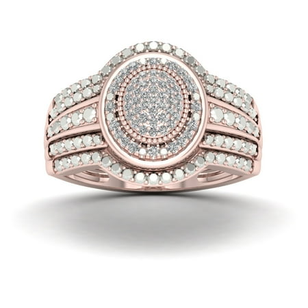 Imperial 1/6Ct TDW Diamond 10k Rose Gold Halo Engagement Ring