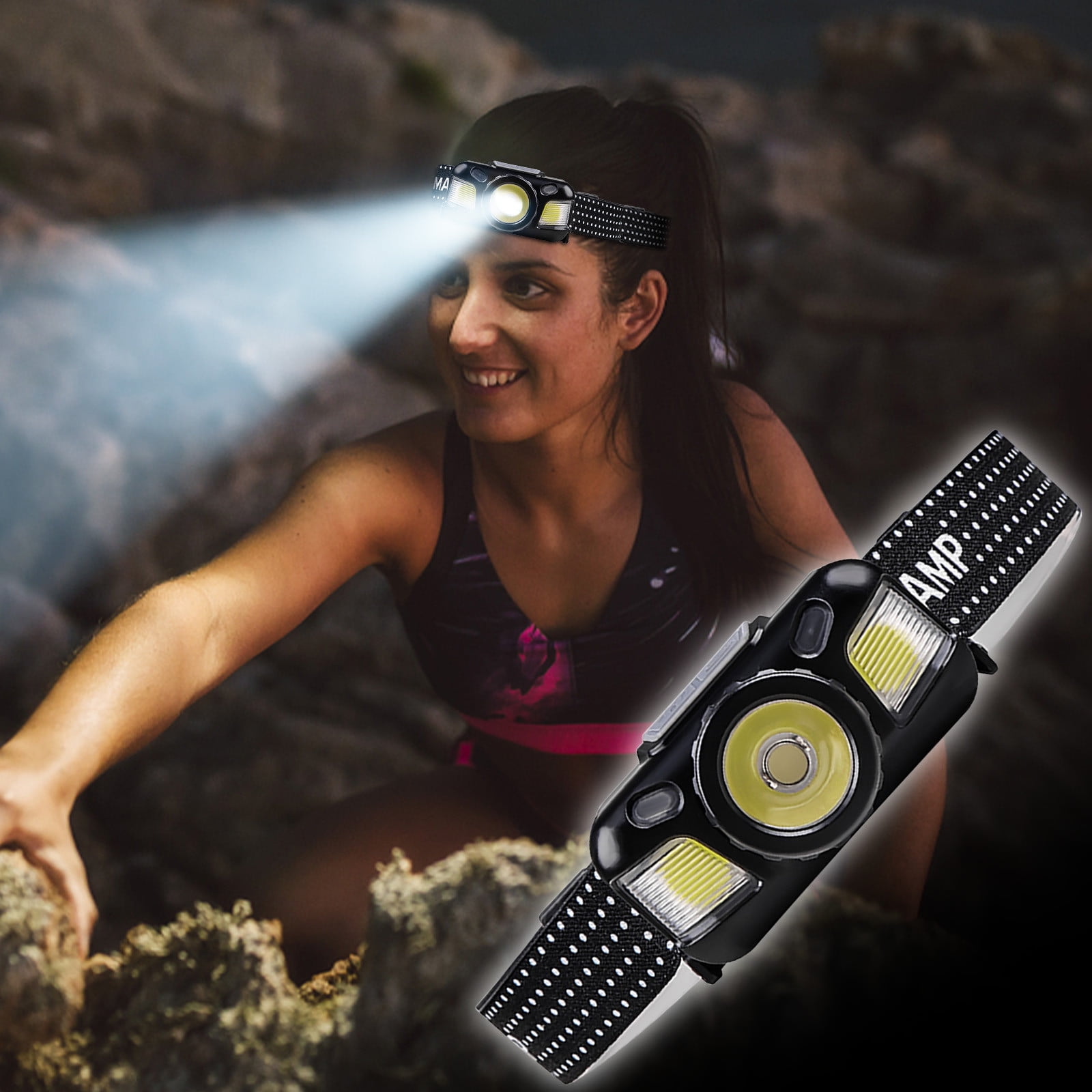 Headlamp Flashlight,Ultra-Light Bright LED Rechargeable Headlight with White Red Light,2-Pack Waterproof Motion Sensor Head Lamp,4 Mode for Outdoor Camping Running Hiking Fishing