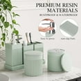 thumbnail image 5 of Bathroom Accessories Set, 6-Piece Resin Green Bathroom Set with Toothbrush Holders, Soap Dispenser, Vanity Tray, Tumbler, Cotton Swab Jars, Modern Bathroom Organizer for Small Spaces, 5 of 16