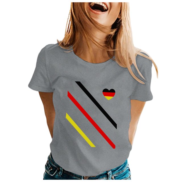 YDLCAFD T-Shirts pour Femmes Col en V Décontracté Mode Décontractée Manches Courtes Col Rond Tee Shirt Imprimé Ample