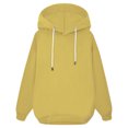 thumbnail image 5 of Gibobby Sudadera de mujer, Sudaderas con capucha para mujer 2023 otoño invierno moda manga larga cordón suéter casual elegante con botones blusa ligera(Amarillo,M), 5 of 5