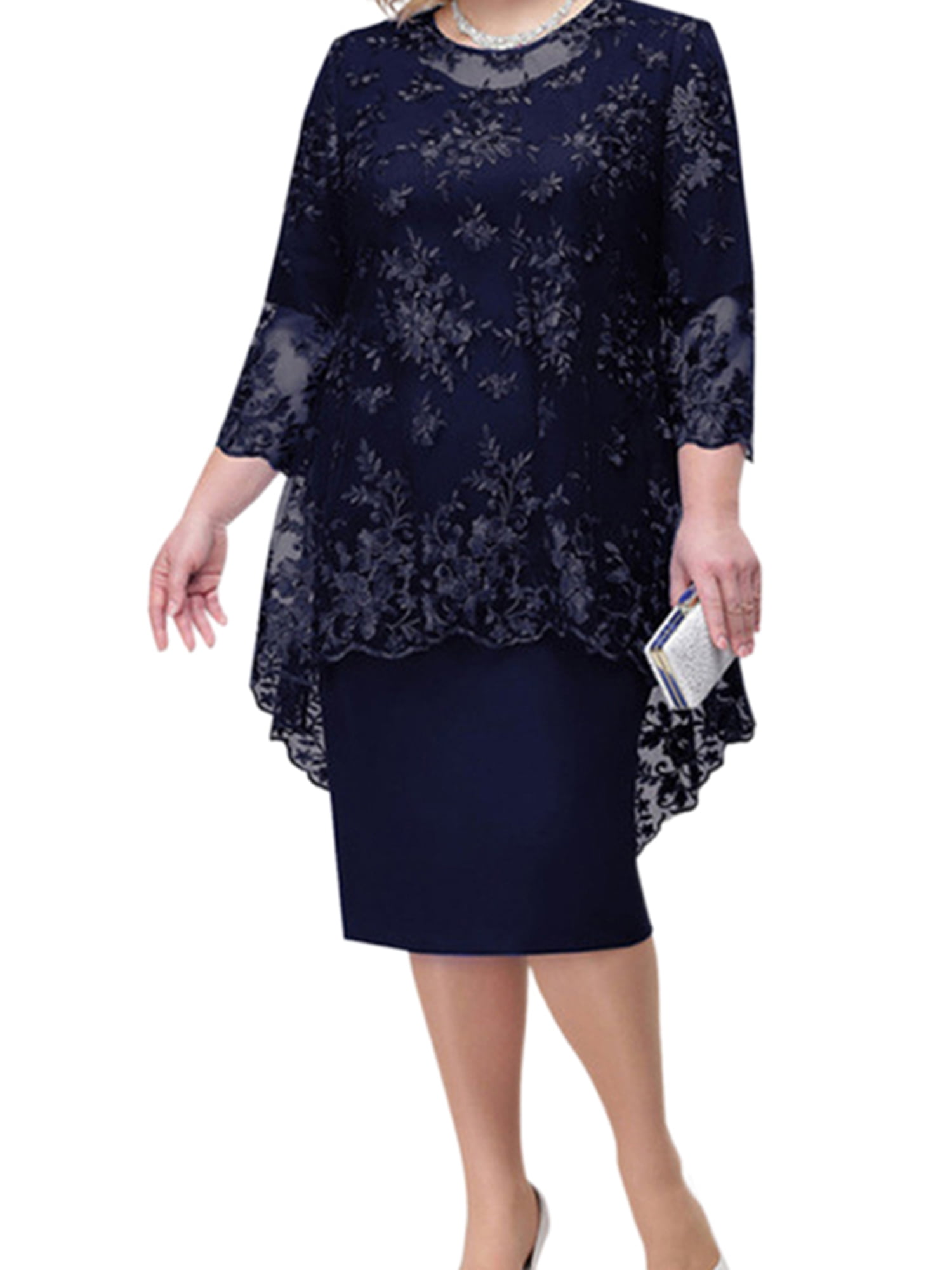 LilyLLL Plus Size L-8XL Womens Elegant Lace Sheer Evening Party Office ...