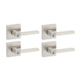 thumbnail image 1 of Manija de puerta Kwikset Halifax níquel satinado, paquete de 4, con cerradura y llave, 1 of 6