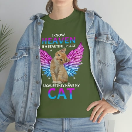 Familyloveshop LLC Cat With Angel Wings In Heaven Shirt, Memorial Cat Gift, Memorial Cat Mom Shirt