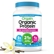 Orgain Organic Vegan 21g Protein Powder + 50 Superfoods, Plant Based, Vanilla Bean 2.02lb