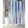 thumbnail image 3 of Split Shower Curtain for Transfer Bench, Blue Gray Fabric Shower Curtains for Bathroom, Modern Simple Abstract White Ombre Texture Tub Sliding Transfer Bench Waterproof Bath Curtains 72"x84", 3 of 9