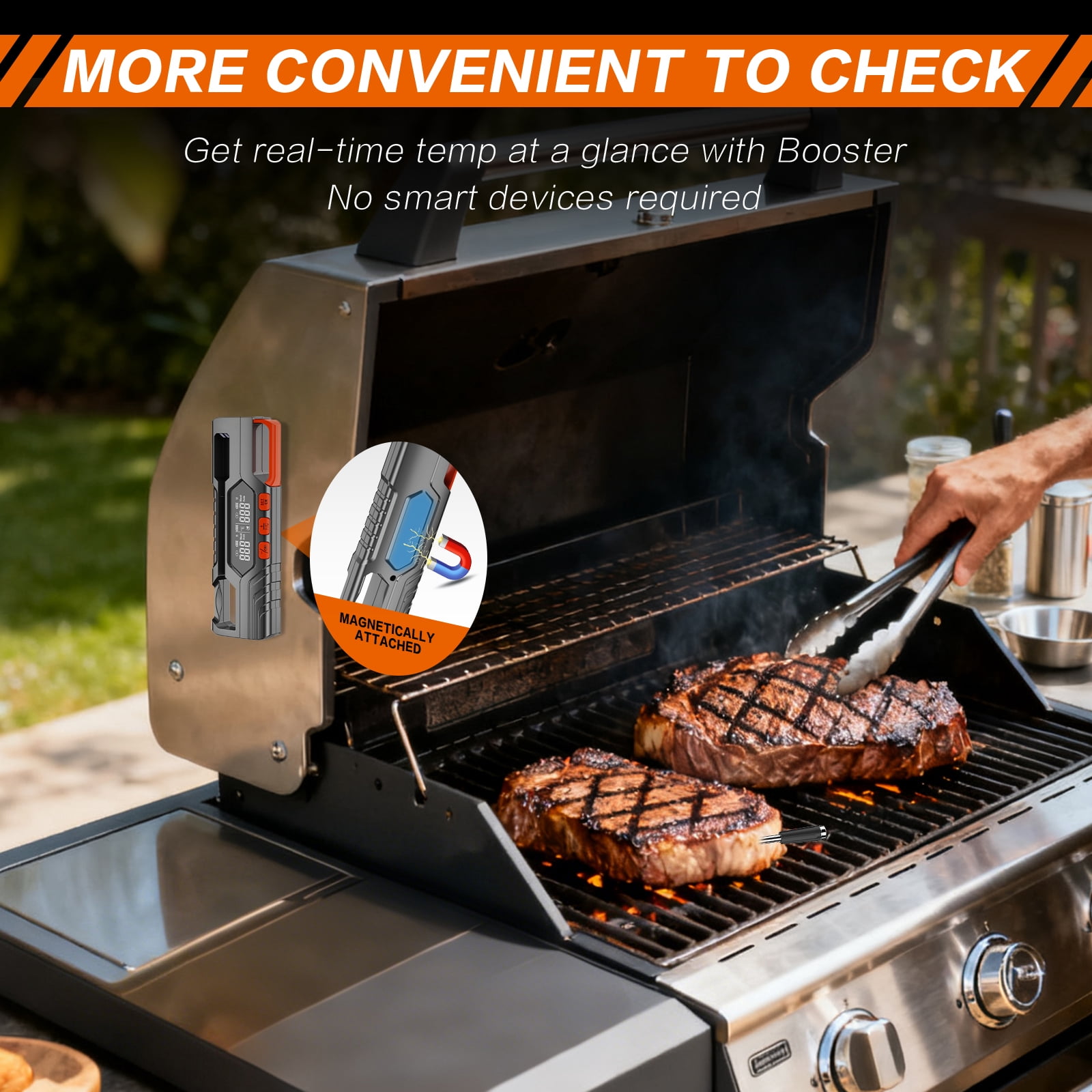Smart Bluetooth Wireless Meat Thermometer,Standalone Display Base,Food Thermometer for BBQ,Oven,Smoker,Grilling(Single Probe)