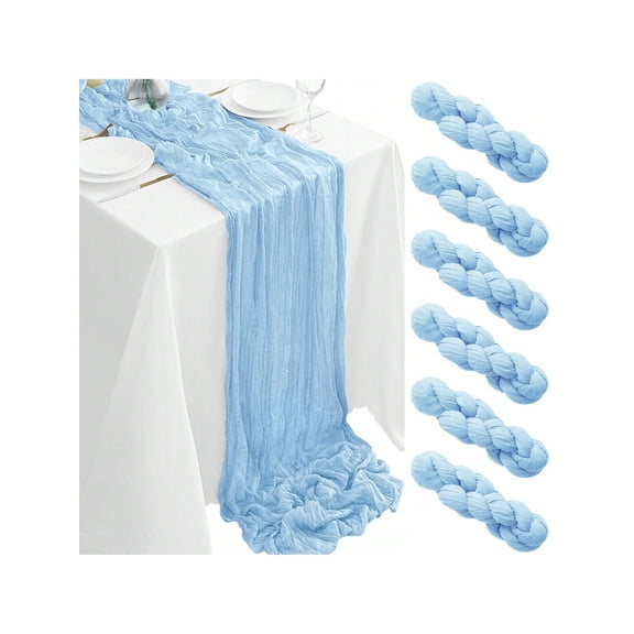 6 12Pack Light Blue Cheesecloth Table Runner 17x108Inch Spring Easter Cheese Cloth Table Runner 9FT Boho Gauze Table Runners
