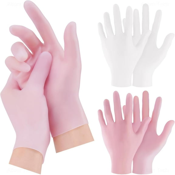 2 Pairs Silicone Moisturizing Gloves, Hydrating Spa Gloves for Dry Hands