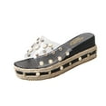 thumbnail image 2 of asdoklhq Women's Slippers, Women Open Toe Pearl Slide Sandals Wedge Slippers Platform Shoes, 2 of 6