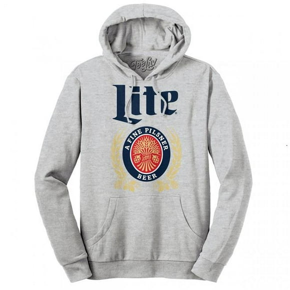 Miller Lite 804016-L Miller Lite Hoodie Logo Classique Bière Gris - Grand