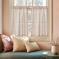 thumbnail image 2 of Striped Linen Kitchen Curtains 36 Inches Christmas Tier Curtains Farmhouse Modern Cafe Style Small Window Treatments Airy Light Filtering Rod Pocket for Living Room Bathroom 2 Panels Candy, 2 of 8