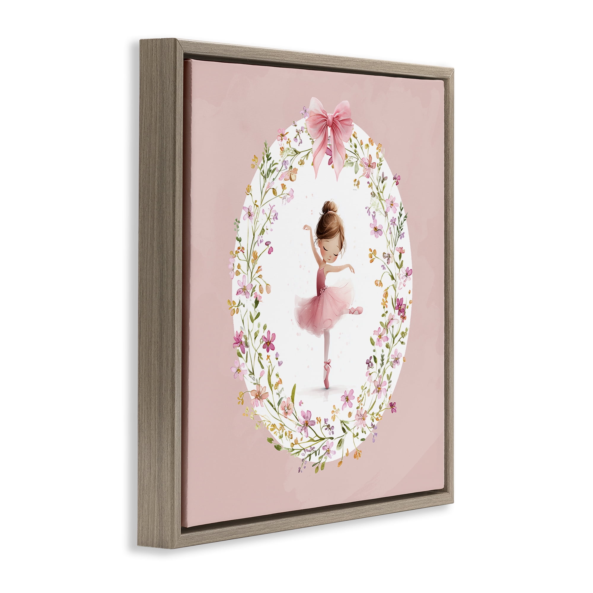 Stupell Industries Ballet Dancing Princess Brown Framed Floater Canvas Wall Art, design by Christine Simpson Art