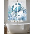 thumbnail image 5 of Blue Crab Sheer Curtains 2 Panels Set Watercolor Ocean Blue Coral Crab Fish Sheer Window Curtains Light Filtering Rod Pocket Voile Drapes for Bedroom Living Room 52"X72", 5 of 9