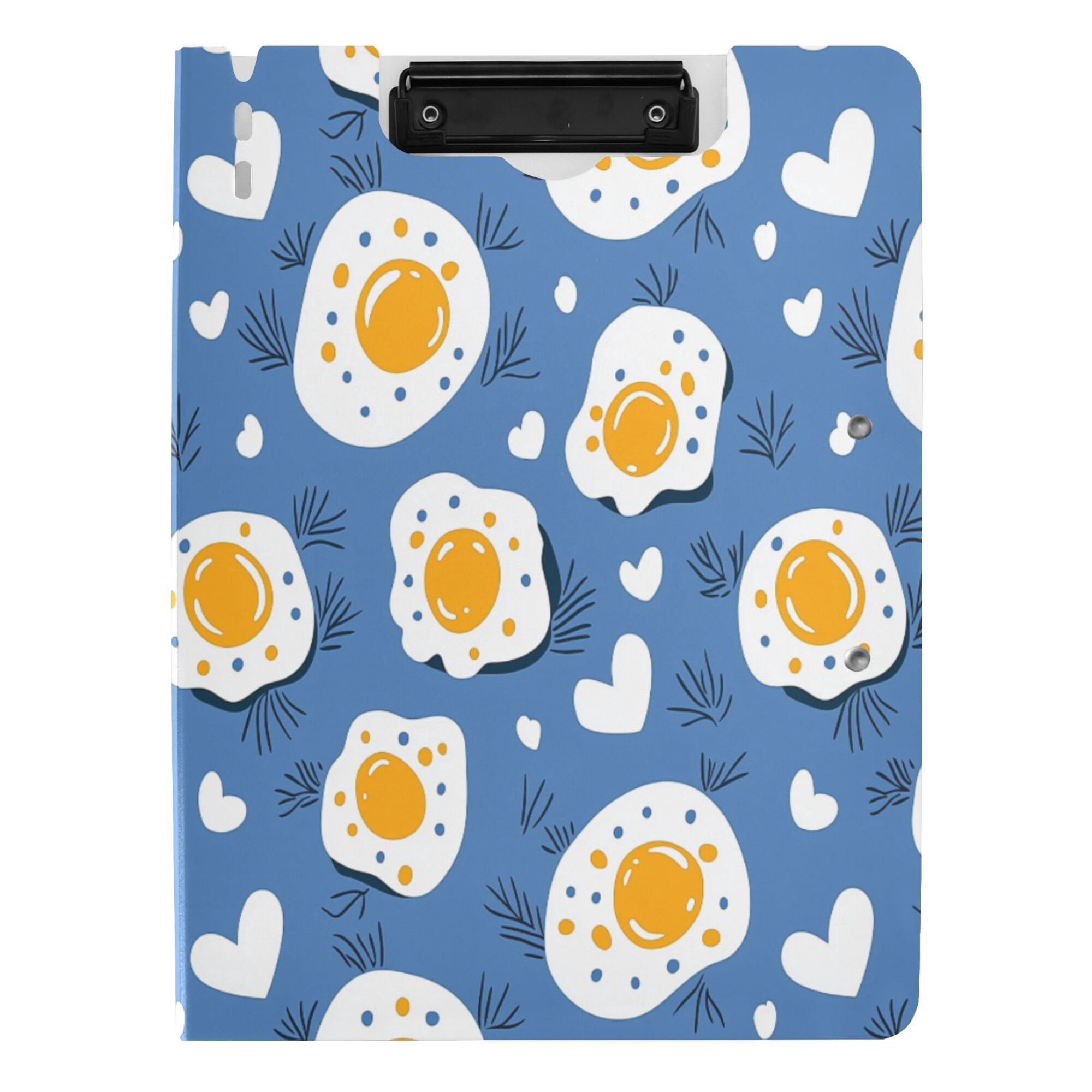 FORMRS A4 Clipboard Folder with Pen Holder Horizontal Foldable School Office Binder, Cute Fried Eggs