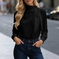 thumbnail image 5 of Karymi Tops for Women Trendy Solid Mock Neck Bow Tie Blouse, Draped Long Sleeve Loose Casual Top, Elegant Office Daily Outfits Womens Tops Dressy Casual, 5 of 6