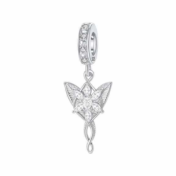 ARVALILS 925 Sterling Silver Evenstar Charm Bead with CZ, Pendant for Bracelet & Necklace