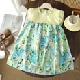 thumbnail image 2 of SROBPTY Girls Summer Dress Print Crew Neck Mid-Length Short Sleeve Sundress for 6 Months -10 Years, 2 of 5