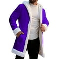 thumbnail image 3 of QATAINLAV Christmas Jacket for Men Warm Lined Winter Fleece Hooded Cardigan Funny Santa Claus Coat, Purple, XXL, 3 of 9
