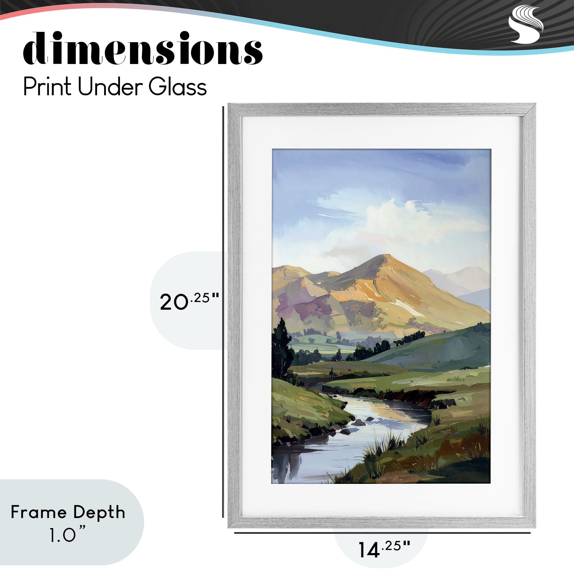 Stupell Industries Across The Valley Gray Framed Print Under Glass, design by Alonza Saunders