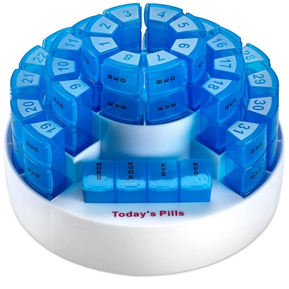 Boîte à Pilules Mensuelle par MEDca - Organisation Intelligente des Prescriptions avec Section de Doses Quotidiennes Multiples, Compartiments Amovibles Parfaits pour Voyager