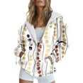 thumbnail image 2 of Dyfzdhu Zip Up Hoodie Women Trendy Feather Printed Long Sleeve Fall Jacket Hooded Sweatshirt With Pockets Plus Size, 2 of 4