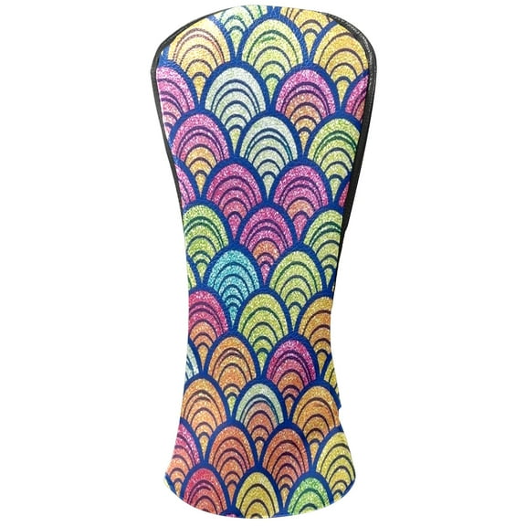 Golf Club Head Cover Waterproof Leather Golf Accessories HeadCovers Set Driver Headcover for Women Men Colorful Scallop Pattern