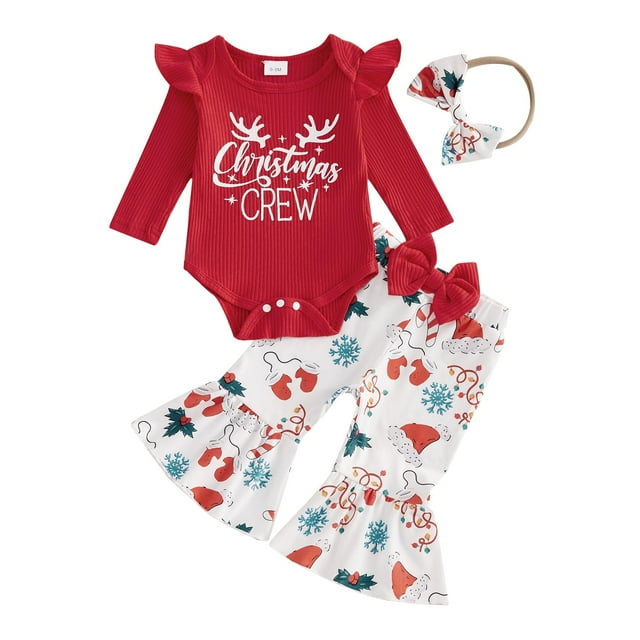 Conjunto de mamelucos Kuriozud con atuendo navideño para niña, 3-6 m