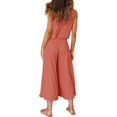 thumbnail image 4 of Roylamp Women's Summer 2 Piece Outfits Round Neck Crop Basic Top Cropped Wide Leg Pants Set Jumpsuits_Special Gift, 4 of 5