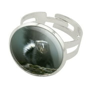 Curious Skunk Silver Plated Adjustable Novelty Ring