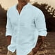 thumbnail image 1 of pstuiky camisas de manga larga para hombre, Camisa de negocios informal de manga larga con botones y cuello vuelto de color entero para hombre tops de invierno para hombre m, 1 of 6