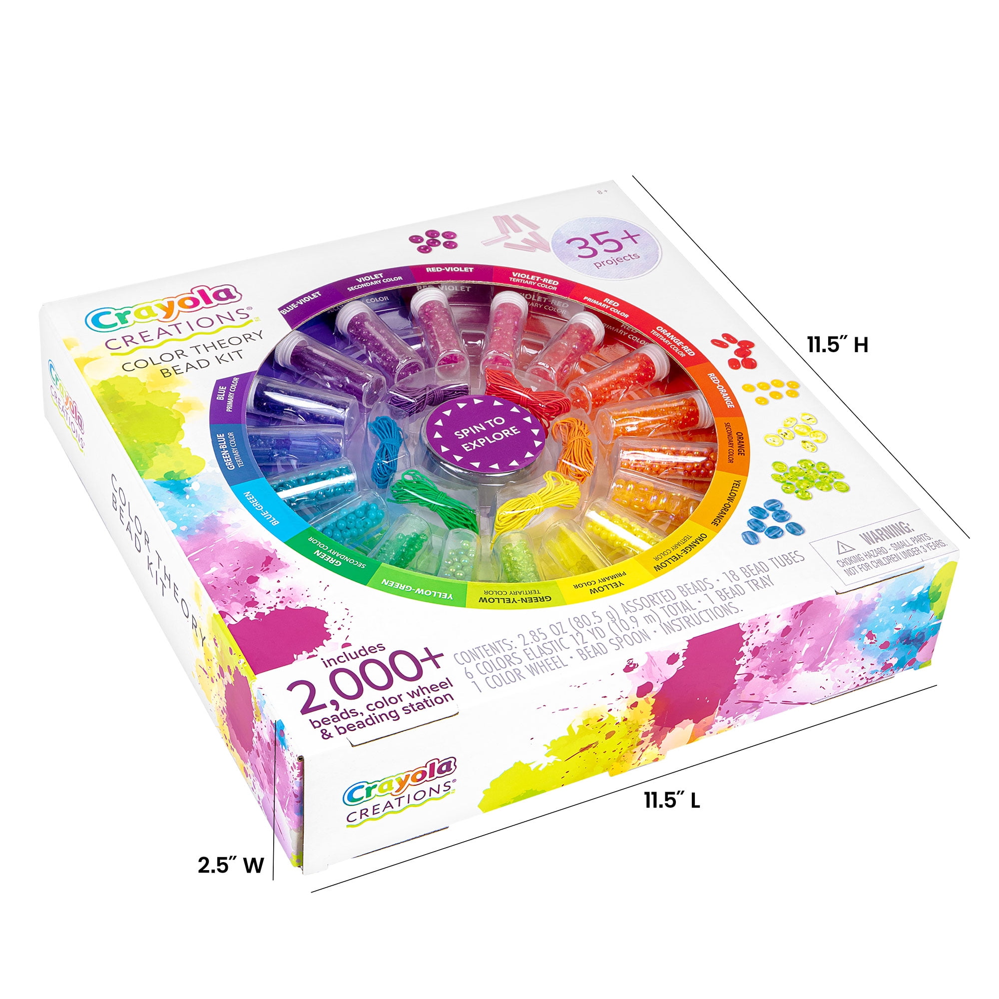 Crayola Creations Color Theory Bead Kit Jewelry Making Tween Activity, 2000+ Plastic Bead Kit