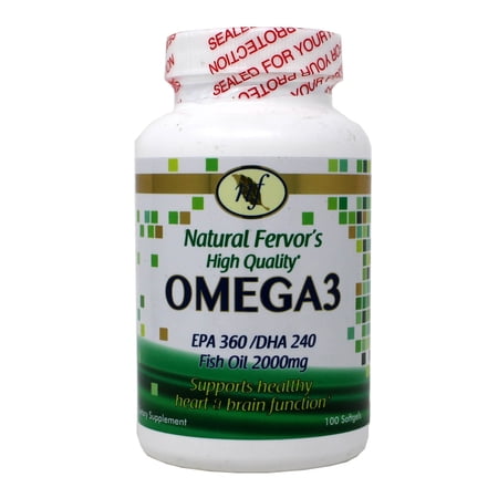 Natural Fervor's High Quality Omega 3 EPA 360/DHA 240 Fish Oil 2000mg 100 Softgels