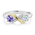 thumbnail image 2 of Gem Stone King 925 Silver and 10K Yellow Gold Ring Tanzanite and Moissanite (1.04 Cttw), 2 of 5