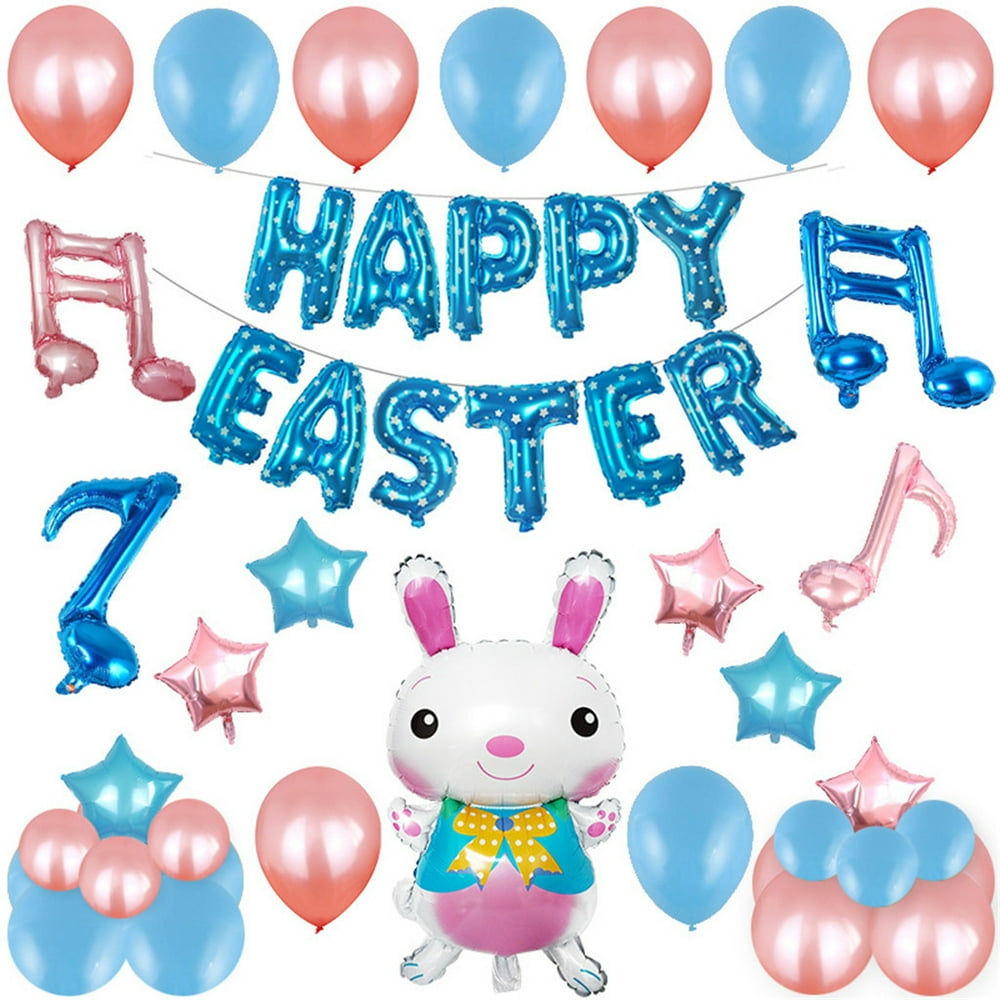 Happy Easter Rabbit Balloons Aluminum Mylar Decorative Balloons for