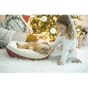 Aspen Pet Round Self Warming Oval Lounger Pet Bed for Dog and Cats, 19.5 x 19.5 x 7, Red