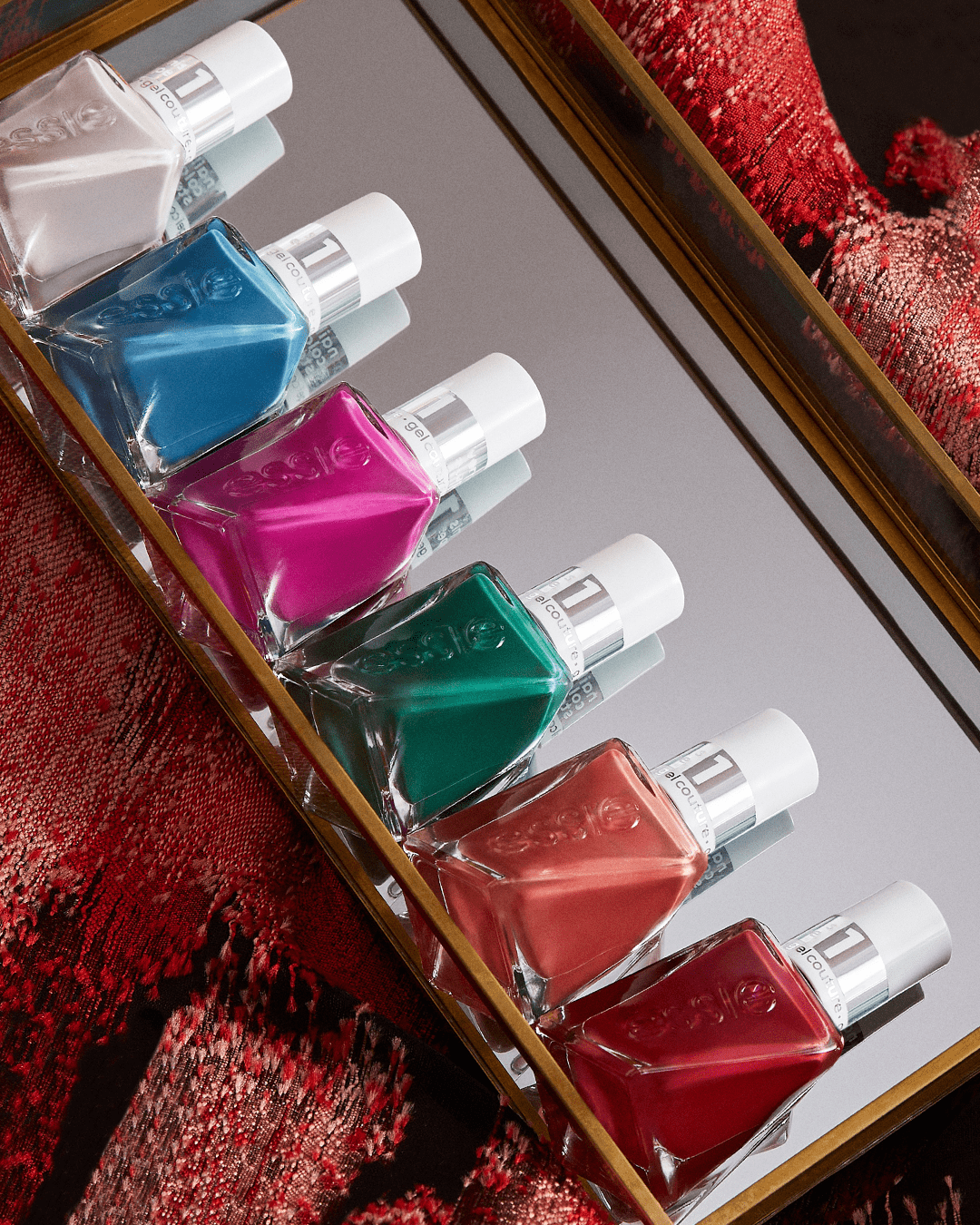 essie Gel Couture Gel Nail Polish No UV Lamp Chip-Resistant Vegan 0.46 oz, Put in the Patchwork Red