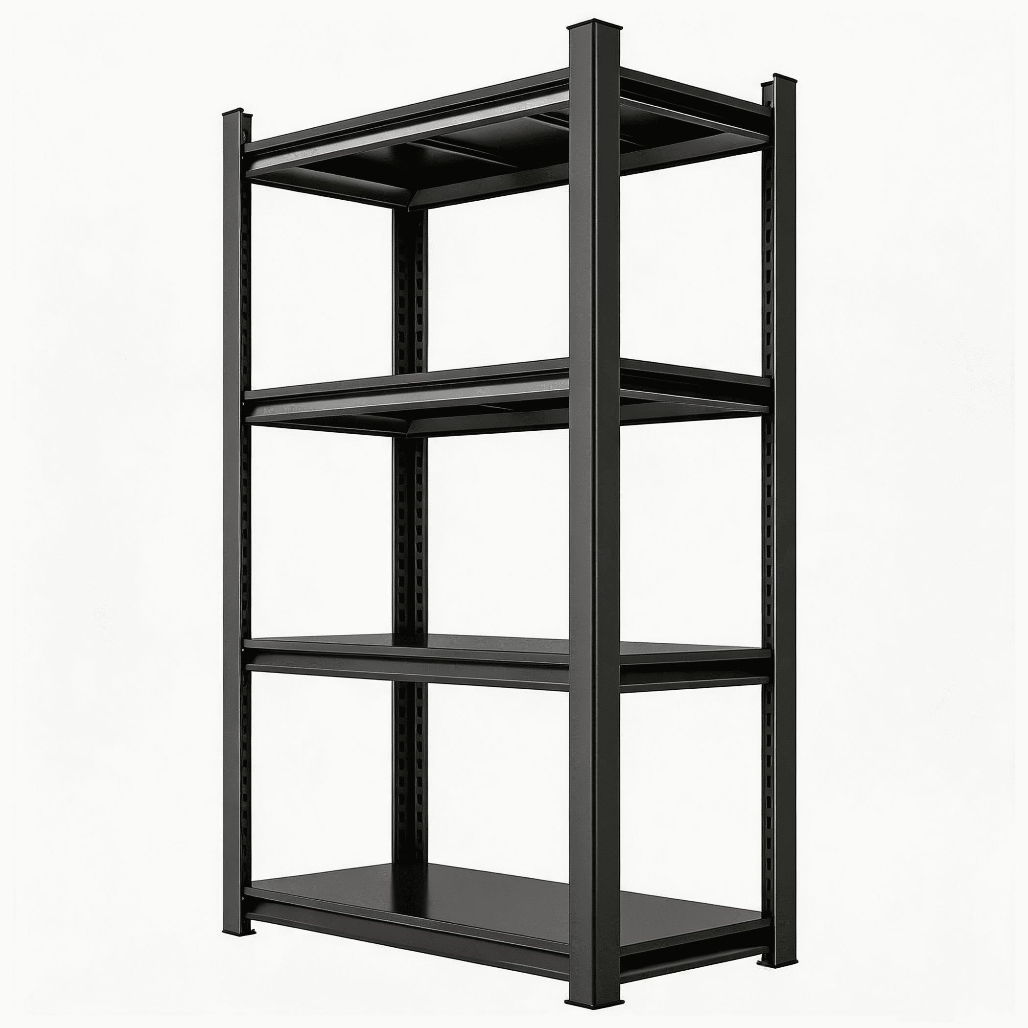 4-Tier Adjustable Storage Rack, Garage Organizer with Adjustable Shelves, Black