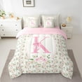 thumbnail image 2 of Castle Fairy Teens Boys Girls Bowknot Personalized Initial K 7-Piece Bedding Comforter Set,Chic Flower Rose King Bedding Sets,Dreamy Princess Ultra Soft Bed Sheets,Microfiber Bedroom Decor, 2 of 8