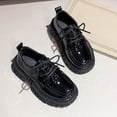 thumbnail image 5 of Girls Platform Loafers Slip On Chunky Shoes with Non-Slip Sole Round Toe School Uniform Dress Shoes Black 32, 5 of 6