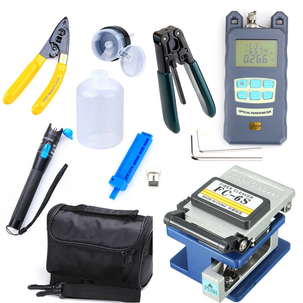 9 In 1 Fiber Optic FTTH Tool Kit with FC-6S Fiber Cleaver and Power Meter 