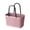 Pink, variant on Portable Beach Bag - Semi-Circular Straw Basket Handbag with Drawstring, Summer Tote for Swimming & Picnic