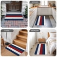 thumbnail image 6 of Red Navy Blue Stripe Door Mat Indoor Outdoor, Retro Farmhouse Striped Vintage Non Slip Welcome Mat with Rubber Backing, Absorbent Fabric Front Door Mats Entryway Rug for Home Patio Entrance 16"x24", 6 of 9
