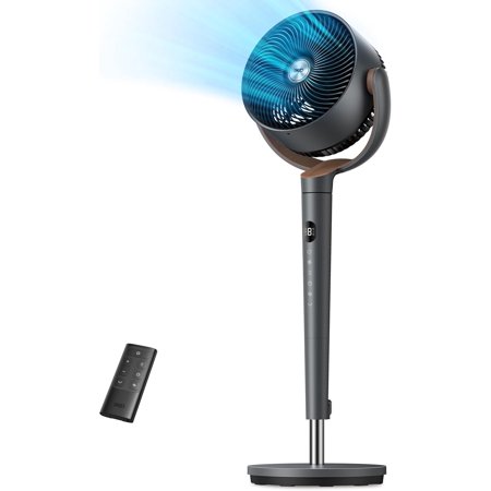 Fan for Bedroom, 120° Oscillating Standing Fans, Quiet Floor Fan with DC Motor, 100ft Pedestal Fans for Room, 9 Speeds, 4 modes, 20dB, 120° Manual Vertical, 37-42" Adjustable Height, 9H Timer