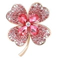 thumbnail image 1 of Elegante broche de trébol con cristales de imitación y trébol de cuatro hojas, para solapa, joyería del Día de San Patricio para mujer, accesorios de vestir, color rosa, 1 of 8