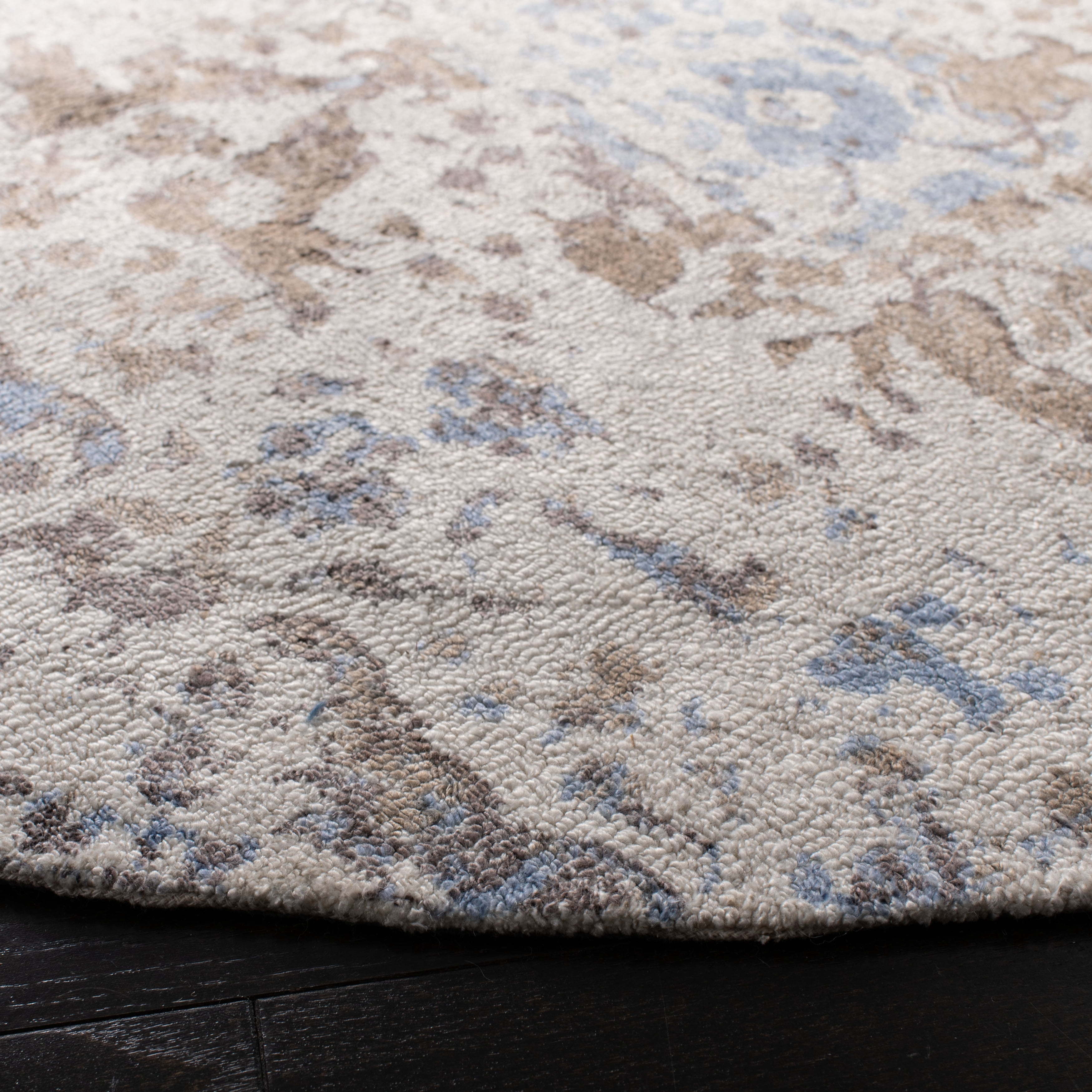 SAFAVIEH Expression Charlene Abstract Area Rug, Ivory/Blue, 6' x 6' Round