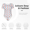 thumbnail image 4 of KLL Women 's Crew Neck Bodysuit Jumpsuits Red Blue Polka Dots Print Short onesies Stretch T Shirts, 4 of 7